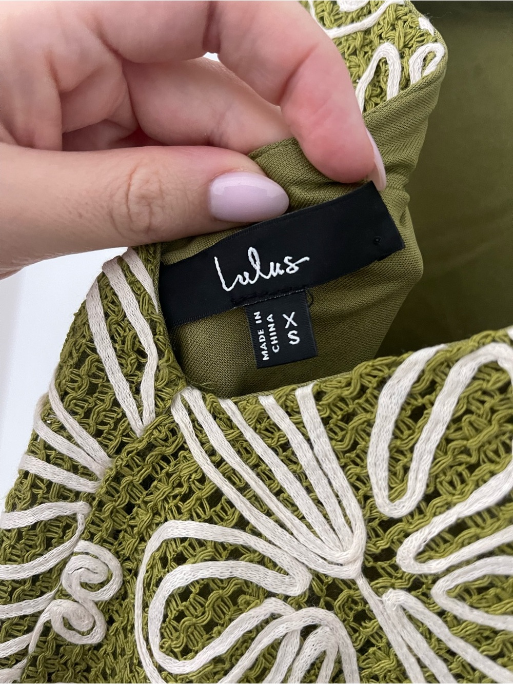 Lulu's Fenicia Green Abstract Floral Embroidered Mini Dress - Picture 4 of 5